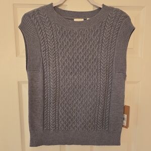 Women's Blue Cable Knit Sweater Vest